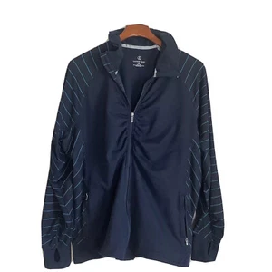 Lands End Women’s Full Zip Thick Blue Long Striped Sleeve Sweatshirt ~ Size 2X - Picture 1 of 10