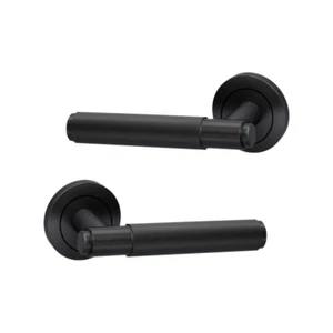 UAP Knurled Style Lever on Round Rose Internal Door Handle Pair - Matt Black - Picture 1 of 3