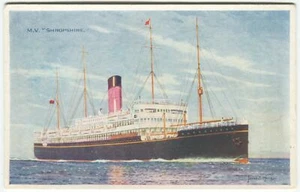 MV SHROPSHIRE, BIBBY LINE, JAMES S MANN, PAQUEBOT - Shipping Postcard - Foto 1 di 2