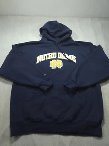 Vintage Notre Dame Fighting Irish Hoodie Large Sweatshirt Blue Jansport Mens Y2K - Picture 1 of 7