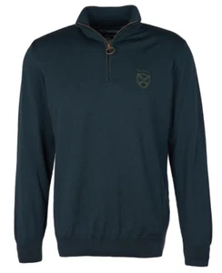 BARBOUR MENS LARGE CREST HALF ZIP SWEATER DESIGNER WOOL JUMPER KNITWEAR TOP - Picture 1 of 5