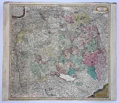 SWABIA ALEMANIA 1743 HOMANN HRS/HAAS MAPA GRANDE ANTIGUO GRABADO SIGLO XVIII Foto 1 de 4