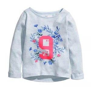 Suéter azul para niñas H&M con flores florales peso ligero talla 2-4 - Imagen 1 de 2