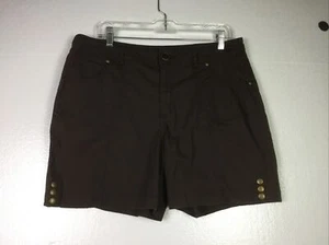 Kim Roger Stretch Shorts Womens Size M Brown High Waist zip snap hiking golf - Picture 1 of 13