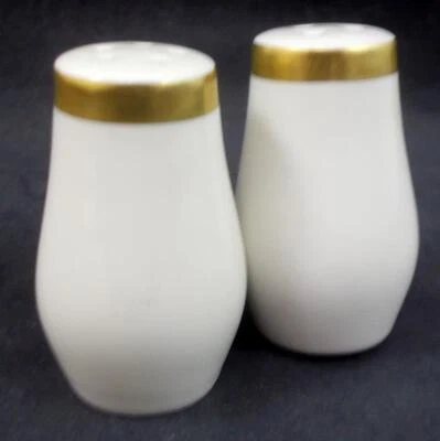 Hutschenreuther Olivia Gold Cream Salt and Pepper Shaker Set Coupe Shape 35003 - Image 1 of 4
