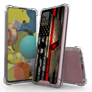 For SAMSUNG GALAXY A21 ( A215) 6.5" AMERICAN FLAG SPARTAN SKULL Clear Case Cover - Picture 1 of 5