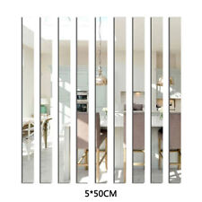 5 PCS 5*50CM Acrylic Mirror Strips Adhesive Strips Tile Wall Stickers Decals Art