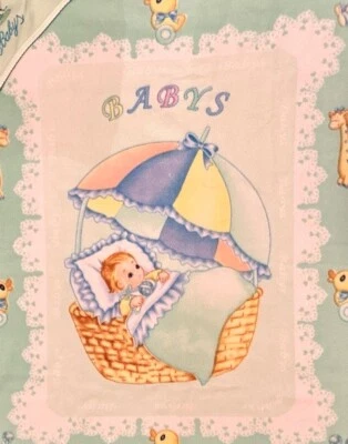 Vtg Baby Soft Satin Edges Pastel Baby Basket Animal Friends Embroidery 44x36 - Image 1 of 4