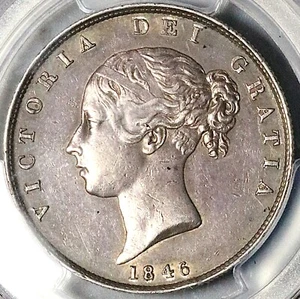 1846 PCGS AU 50 Victoria 1/2 Crown Great Britain Sterling Silver Coin (25020903C - Picture 1 of 6