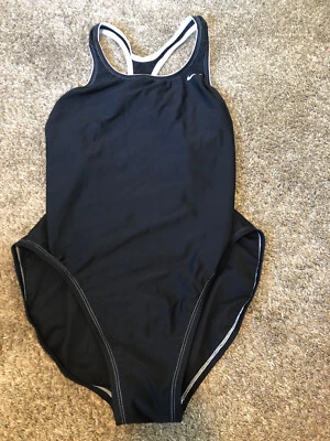 Women's NIKE Black Swim Suit Swimwear Open Back Size 14 - Image 1 of 4