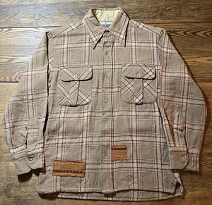 Vintage 1960s Pendleton Wool Button Up Shirt Made In USA Repaired Men’s Size S - Picture 1 of 18
