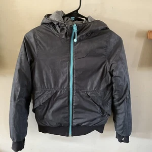 IVIVVA BY LULULEMON GRAY &Teal, Ready to Repel REVERSIBLE HOODED JACKET SIZE 10 - Picture 1 of 10