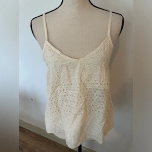 Hollister cotton crop camisole bohemian cream white eyelet lace pattern SZ S NWT - Bild 1 von 5