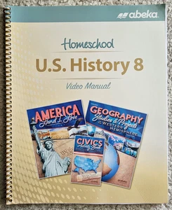 ABEKA HOMESCHOOL U.S. HISTORY 8 VIDEO MANUAL BOOK (AMERICA / CIVICS / GEOGRAPHY) - Picture 1 of 2
