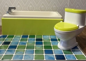 KidKraft Barbie Doll Furniture Green& White Bathtub & Flushing Noise Toilet - Picture 1 of 11
