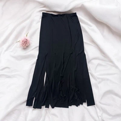 Maxi Falda Negra Sin Mangas De Colección Años 90 Aberturas Capricho Bruja Hada Formal Elegante 12 Foto 1 de 4