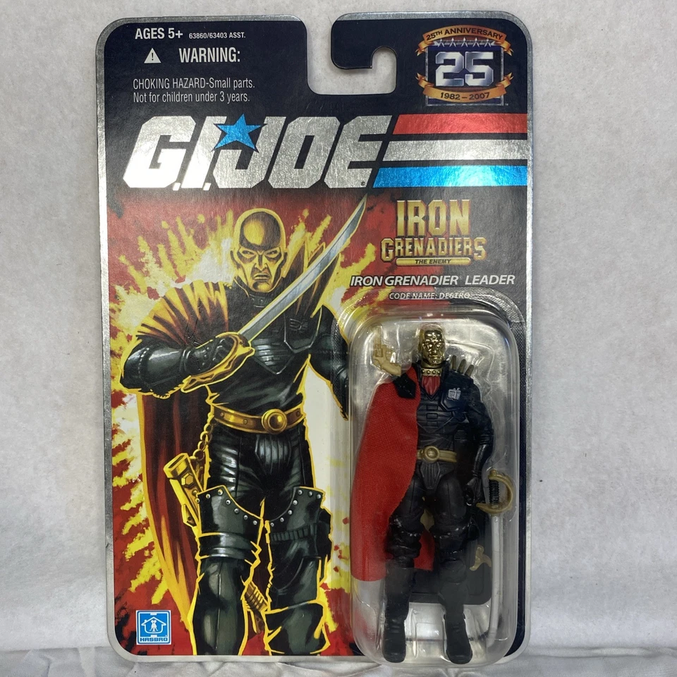 GI JOE 25º ANIVERSARIO IRON GRANADIER LEADER DESTRU 3.75" TARJETA DE ALUMINIO, NUEVA, MOSC Foto 1 de 3