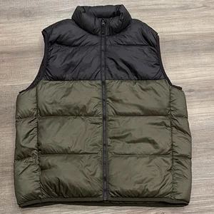 Uniqlo Vest Mens M Ultra Light Down Packable Puffer Full Zip Green Black - Picture 1 of 12