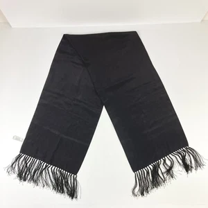 VTG Liz Claiborne 100% Silk Double Layer Oblong Scarf 29cm X 134cm Black As New - Picture 1 of 8