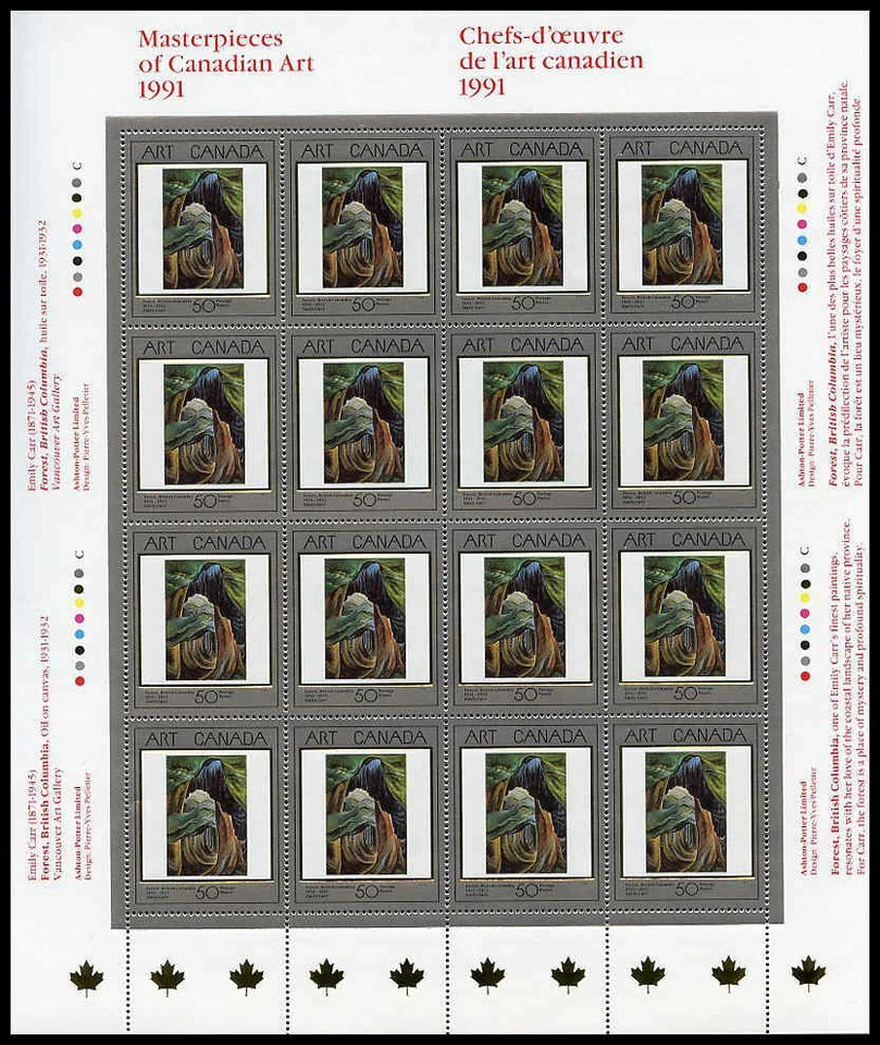 Canada Stamp SHEET#1310 - Forest, British Columbia (1991) 50¢ Untagged - Image 1 of 1