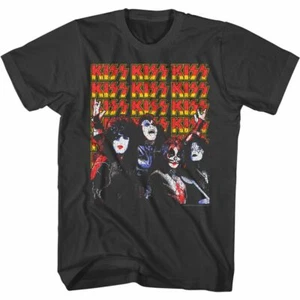 Kiss Lots of Logos Smoke Adult T-Shirt - Picture 1 of 2