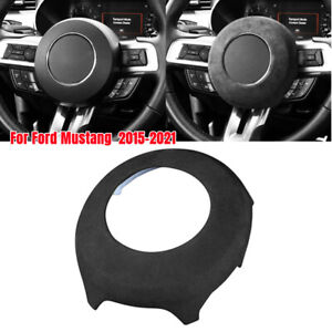 Alcantara Steering Wheel Trim Center Decor Cover For Ford Mustang 2015-2021