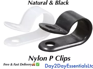 Clips P de nailon negro y natural/blanco sujetadores de plástico de alta calidad - todos los tamaños - Imagen 1 de 1