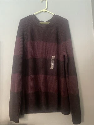 INC International Concepts  Men's Plaited Crewneck Sweater XL Burgundy Black - Image 1 of 4