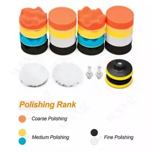 22pcs 3inch Fits Car Polisher Drill Buffing Waxing Polishing Sponge Pads Kit Set - Picture 1 of 5