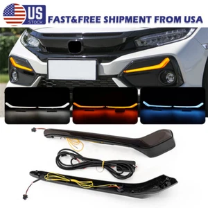 For 2017-2021 Honda Civic LX EX LED Daytime Running Light DRL Fog Lights Kits - Picture 1 of 12