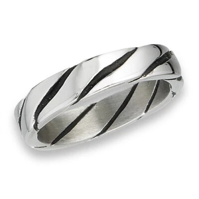 Stainless Steel Twisted Band Ring - Free Gift Packaging - Image 1 of 4