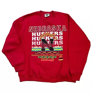Felpa Grande Vintage Nebraska Huskers Fiesta Bowl 1996 Collo Crew - NUOVA DI ZECCA - Foto 1 di 5