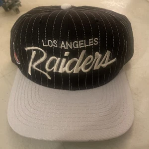 VTG 90s LA Raiders Sports Specialties Pinstripe Script Wool Blend Snapback Hat - Picture 1 of 8