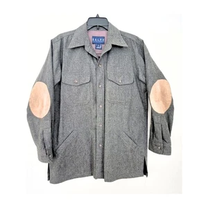 Ralph Lauren Wool Men's Shirt Jacket Gray Size M Suede Elbow Patches Made in USA - Picture 1 of 10
