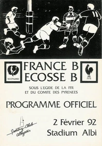 FRANCE B v SCOTLAND B 2 Feb 1992 RUGBY PROGRAMME - Picture 1 of 1