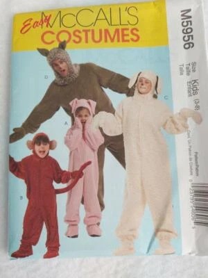 McCall's 5956 Child's Wolf, Monkey,Lamb,Pig,Lamb Costumes Patterns sz 3-8   2009 - Image 1 of 2
