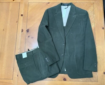 Молескин хлопок костюм - 42 R куртка, 34 x 31 брюки, Banana Republic зеленый SLIM FIT - Изображение 1 из 4