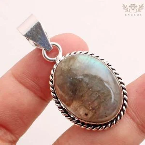 Labradorite Edelstein Versilberter Anhänger Handmade Schmuck Gift 3.4cm P-13313 - Bild 1 von 3