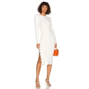 Alice + Olivia soft white Jenner crew neck dress W/ gold $495 Sz M Revolve knit - Picture 1 of 8