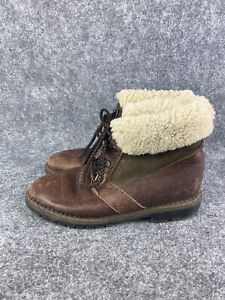 Vintage Orvis Boots Women's 7B Canada Brown Leather Shearling Lined Waterproof