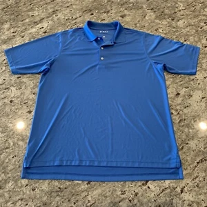 F&G Men’s Golf Polo Shirt Blue 3-Button Moisture Wicking Polyester Size L - Picture 1 of 12