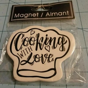 Greenbrier Brand: Black & White "Cooking With Love" Magnet - New With Free Ship - Picture 1 of 7