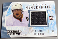🔥#/25 TEEMU SELANNE 2016-17 Leaf In The GAME USED Heroes and Prospects Jersey🔥