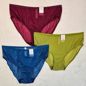Auden 3pk Mesh Back High Cut Briefs Underwear Womens XXL Red/Blue/Green - Picture 1 of 15