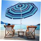  Beach Umbrella with Removable Sand Anchor, UV 50+ 7.5FT Blue-White Stripe