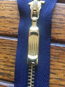 TWO FOR ONE 20" Navy Blue W/Solid Brass Pull (4.5) separating zippers - Picture 1 of 7