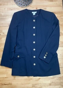 Giacca blazer tuta Ann Taylor taglia 10 donna blu navy scuro lavoro ufficio - Foto 1 di 5