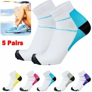 5 Pairs Foot Plantar Fasciitis Arch Support Compression Socks Ankle Men Women US - Picture 1 of 18