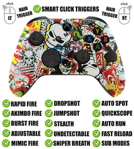 Controlador modificado Sticker Bomb Silent Modz Smart Click Triggers para Xbox y PC - Imagen 1 de 2