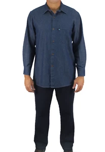 Kolossus Men's Lightweight 100% Cotton Long Sleeve Work Shirt with Pockets - Picture 1 of 6